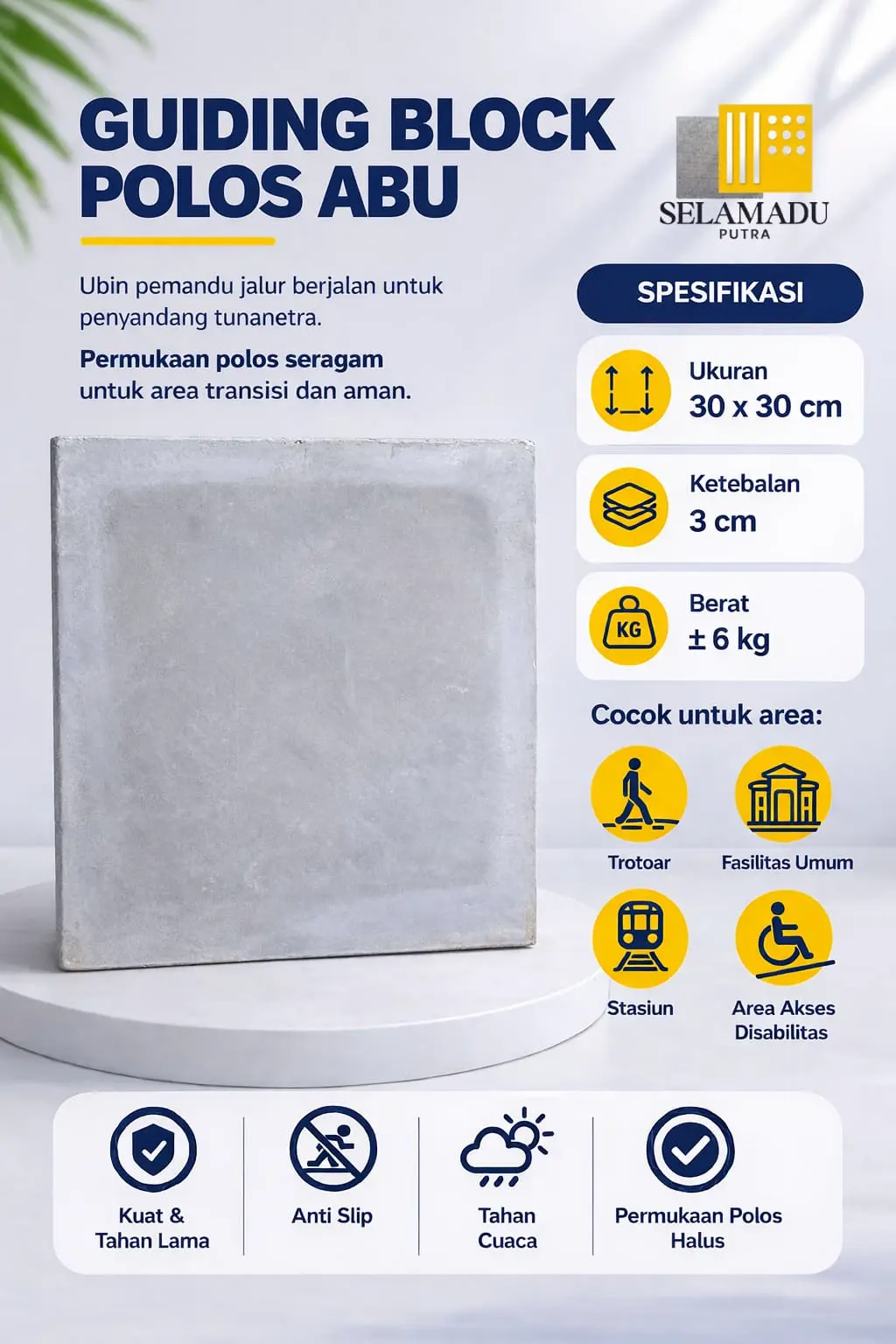 Guiding Block Jenis Abu-abu Polos